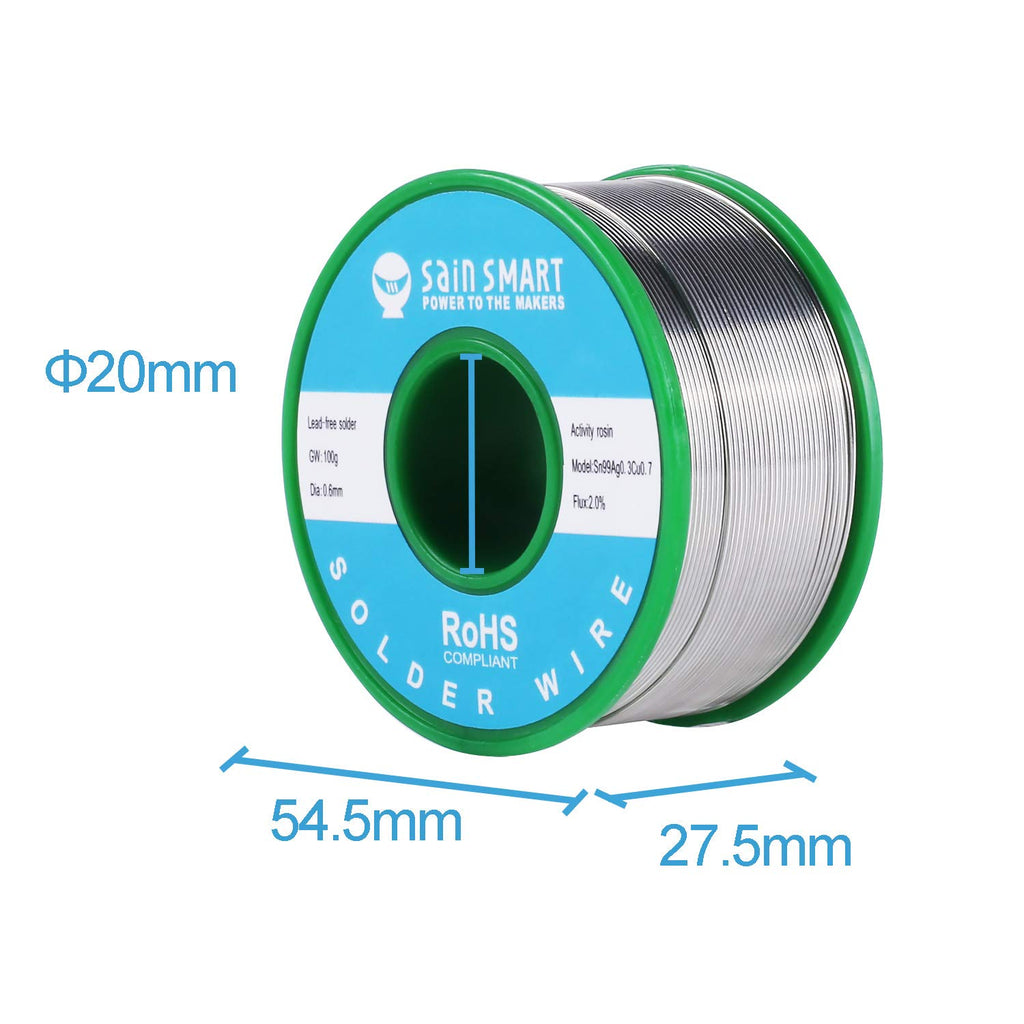 SainSmart鉛フリーはんだワイヤ0.6mm 100g Sn99 Cu0.7 Ag0.3