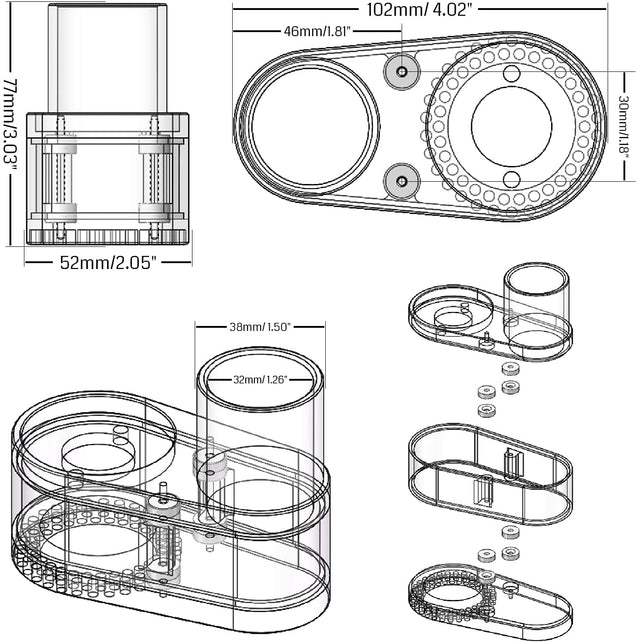 Φ42mm ABS ダストシューカバークリーナー、3018 775 スピンドルモーター用