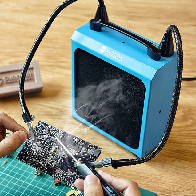 SainSmart はんだ吸煙器 可動式溶接フーム付き ハンダ吸引器、  4PCS活性炭フィルター付き 強吸引 低ノイズ