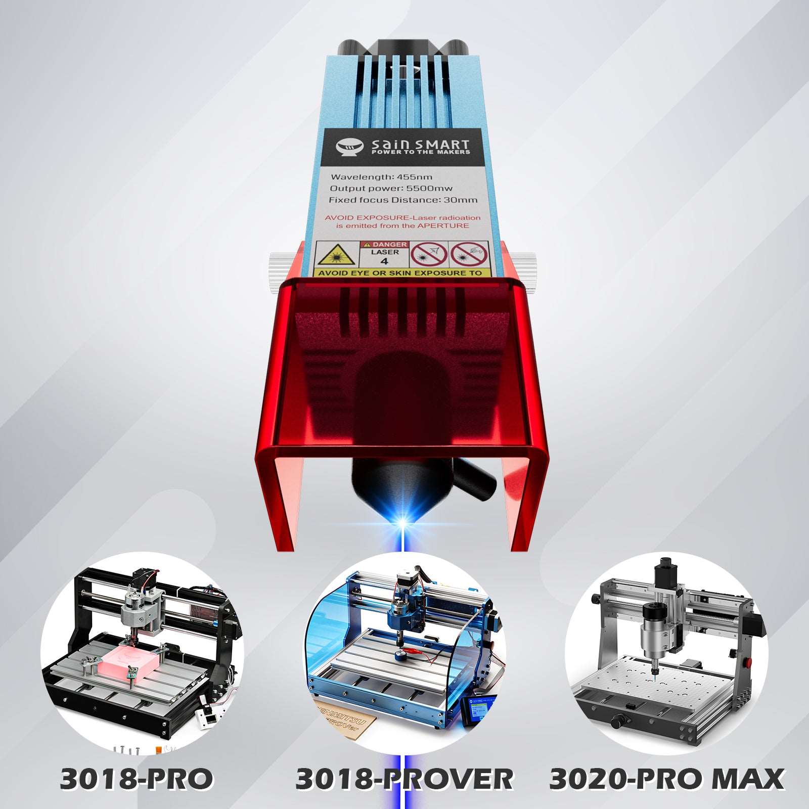CFL55P 5.5W 圧縮 FAC レーザー モジュール、3018 CNC、3020-PRO MAX