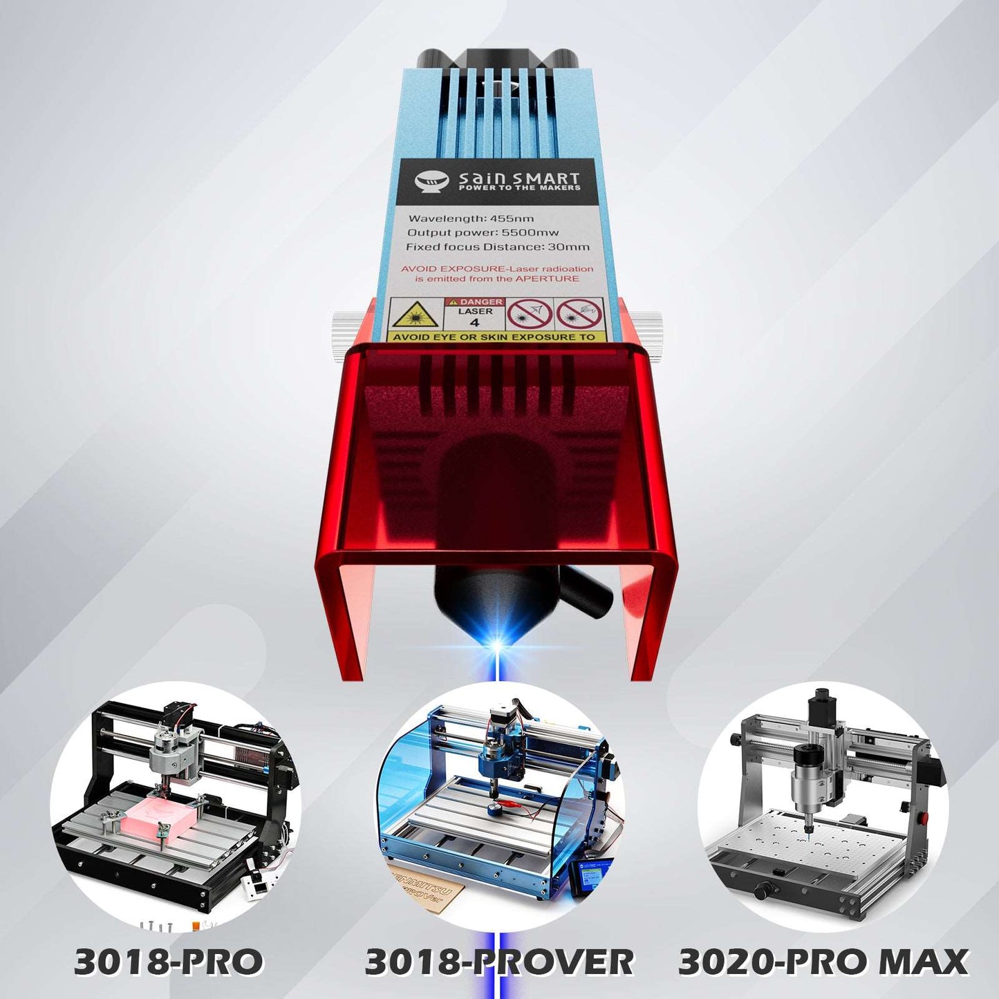 CFL55P 5.5W 圧縮 FAC レーザー モジュール、3018 CNC、3020-PRO MAX 用