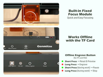 Kortekレーザー彫刻機、2.5W/5W/10W、±0.01mm高精度、IRレーザー対応、ポータブルCNCレーザー切断機