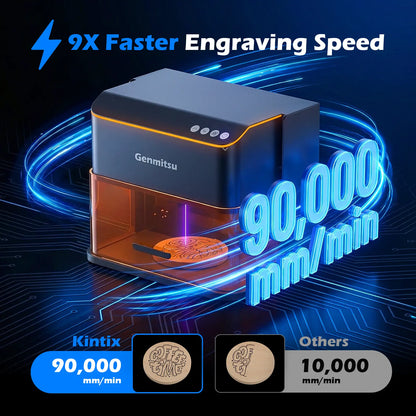 Kintix ガルバノレーザー刻印機 5W/10W、90,000 mm/min 超高速、オートリフト機能、200x100mm 広範囲、LightBurn & アプリ対応、クラス1安全設計