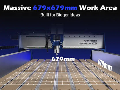 PROVerXL 2X2 CNCルーター木工機械、679x679x113mm作業エリア、クローズドループモーター、GRBL制御、710Wスピンドル、アルミフレーム、簡単な組み立て、WiFiおよびアプリサポート