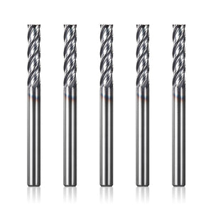 FNC05、1/4" シャンク、エンドミル CNC ルータービット、4 フルート フラットノーズ ミリング、5 個