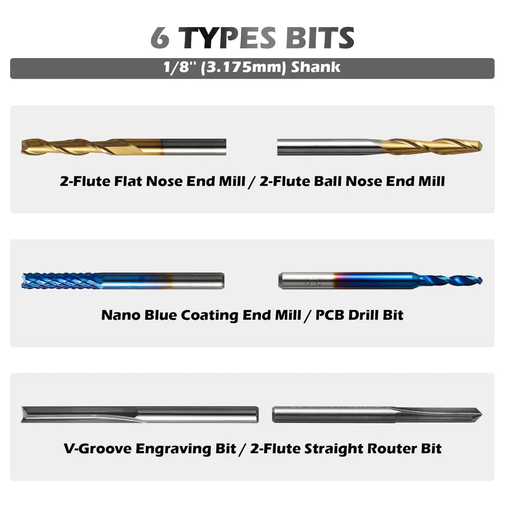 BNCO5、1/4インチシャンク、全長3インチ、エンドミルCNCルータービット、TiAlNコーティング付きステンレススチールメタル、3フルートボールノーズ、アルミニウム、金属、プラスチック、MDF、木材用 (Copy)