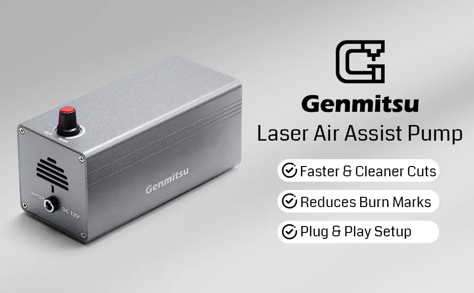 レーザー加工機用エアアシストポンプ、Genmitsu Kortekおよび市販のほとんどのCNC彫刻機・レーザー彫刻機に対応、煙とホコリを除去、デスクとレーザーレンズを保護