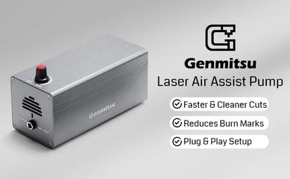 レーザー加工機用エアアシストポンプ、Genmitsu Kortekおよび市販のほとんどのCNC彫刻機・レーザー彫刻機に対応、煙とホコリを除去、デスクとレーザーレンズを保護