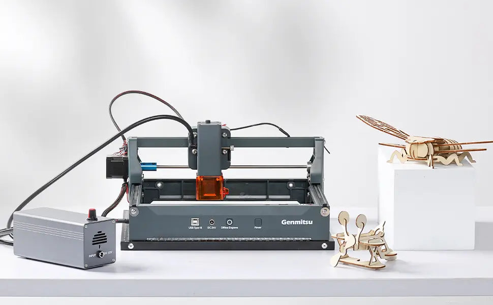 レーザー加工機用エアアシストポンプ、Genmitsu Kortekおよび市販のほとんどのCNC彫刻機・レーザー彫刻機に対応、煙とホコリを除去、デスクとレーザーレンズを保護