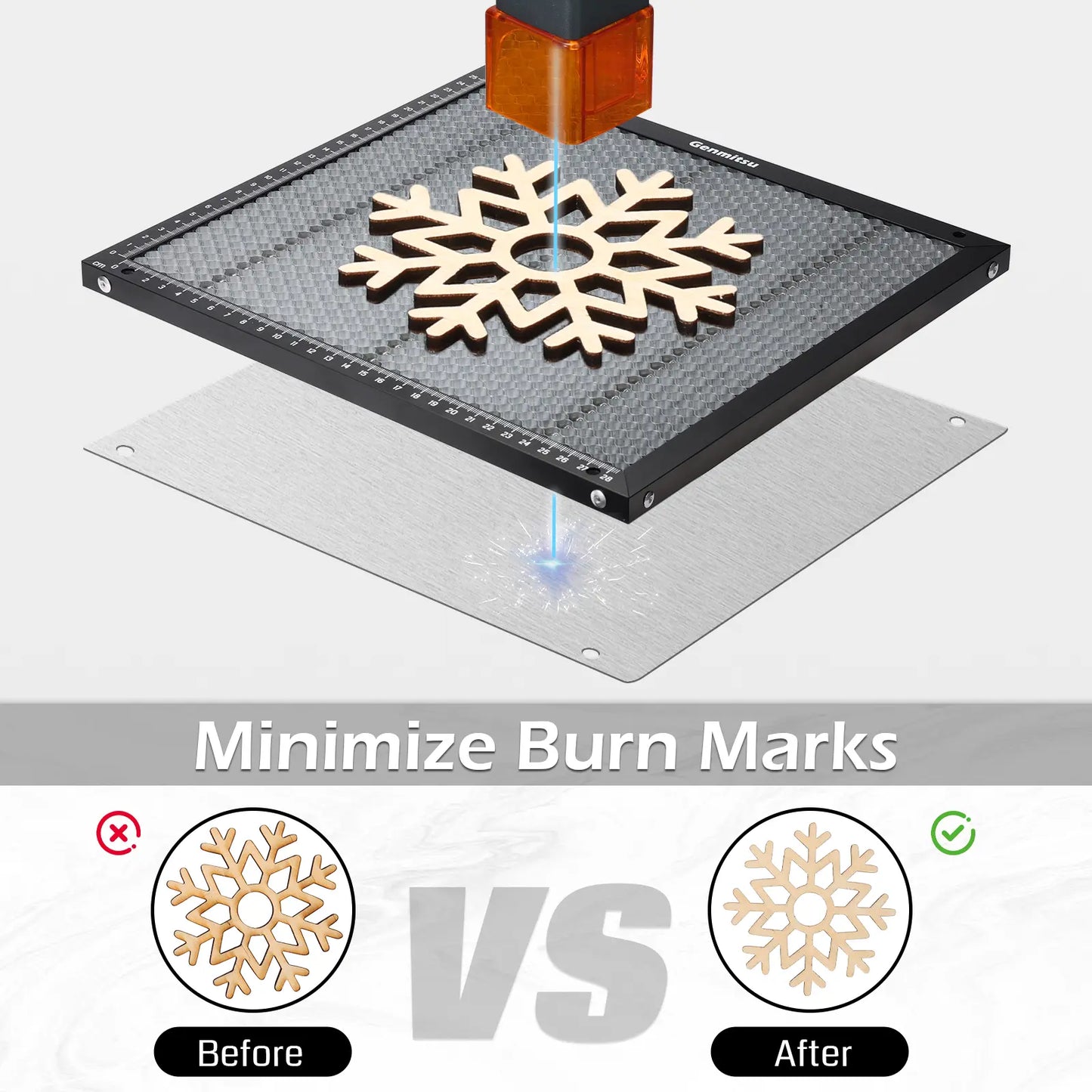 ハニカム作業台 レーザー加工機用 315 x 282 mm (12.4" x 11.1") – Kortek レーザー彫刻機・カッターに最適、迅速な放熱とデスク保護を実現するレーザー彫刻用アクセサリー