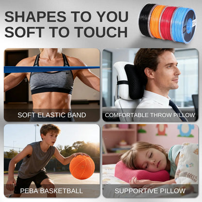 PEBA 3Dプリンター用フィラメント 1.75mm 90A 1kg - 高反発・軽量柔性素材（反発率78%）、TPUより20%軽量＆2倍高速印刷、ナイロンベースの強度、硬度調整可能