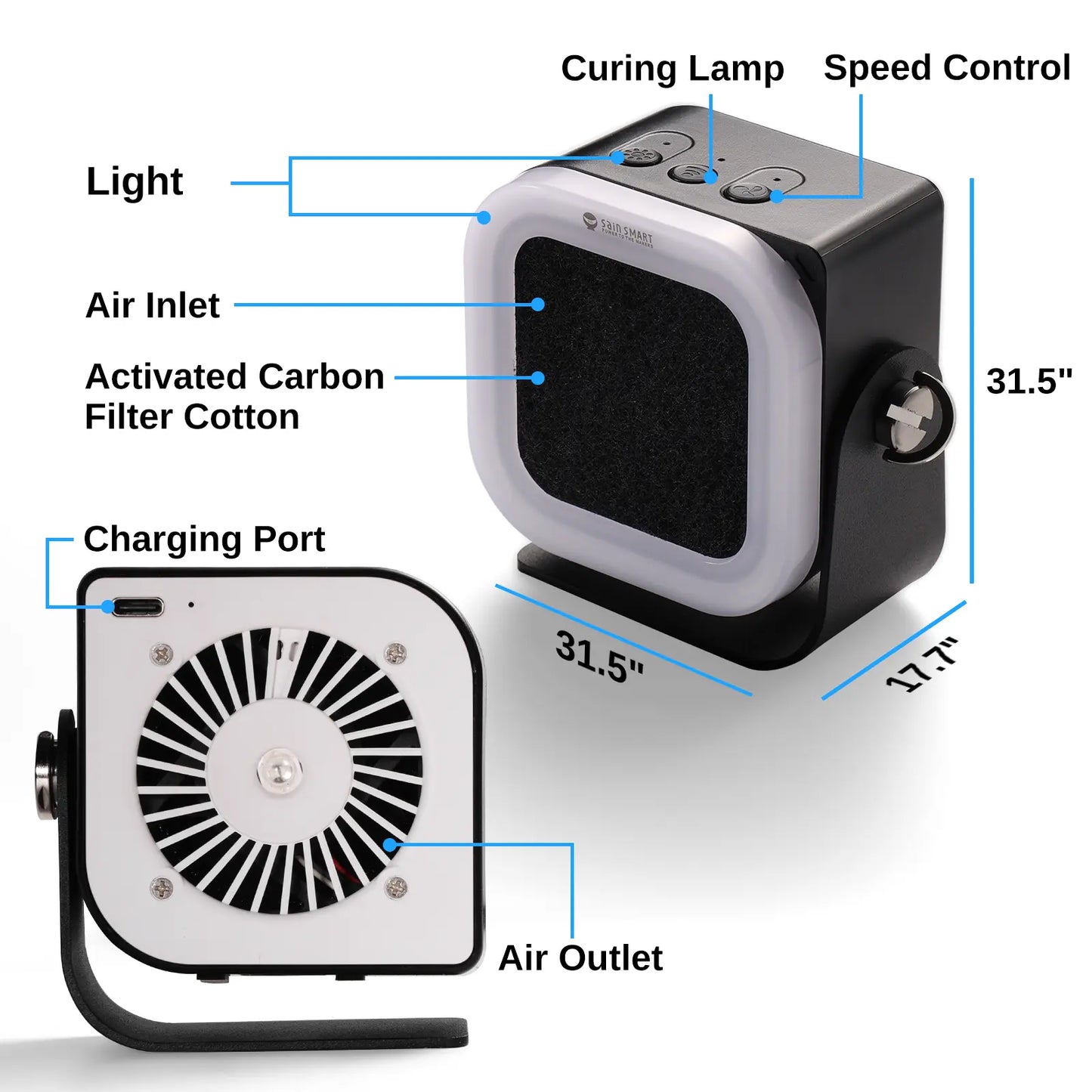 CSE01 ミニはんだ煙抽出器 3段階調整 10000RPM 活性炭フィルター内蔵 Type-C充電式 ポータブル卓上集塵機 はんだ付けおよびDIY修理用