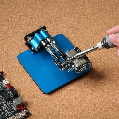 はんだ付け作業台 360°調整可能な磁気アーム、コンパクトな10x10cmスチールベース、ミニはんだステーション 磁気アシストアーム付き DIY・電子回路修理用