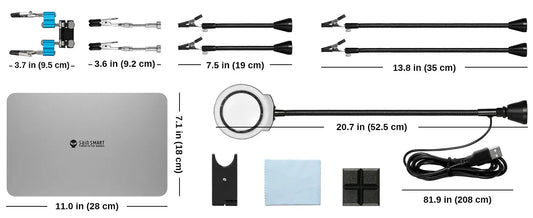 アップグレード版 磁気はんだ付け作業台、新型はんだごて＆ミニクリップホルダー、5倍拡大鏡付きLEDライト、6本のフレキシブルアーム、28.2x18cm大型ベース、DIY・電子工作用
