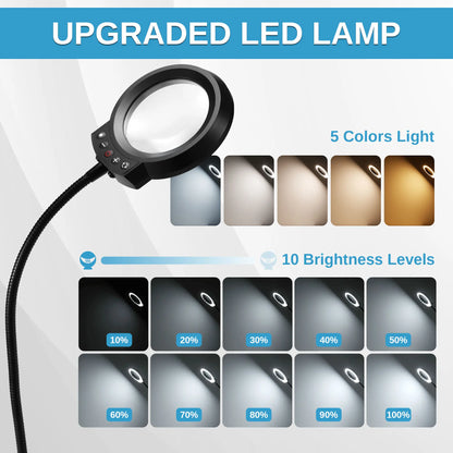 アップグレード版 磁気はんだ付け作業台、新型はんだごて＆ミニクリップホルダー、5倍拡大鏡付きLEDライト、6本のフレキシブルアーム、28.2x18cm大型ベース、DIY・電子工作用