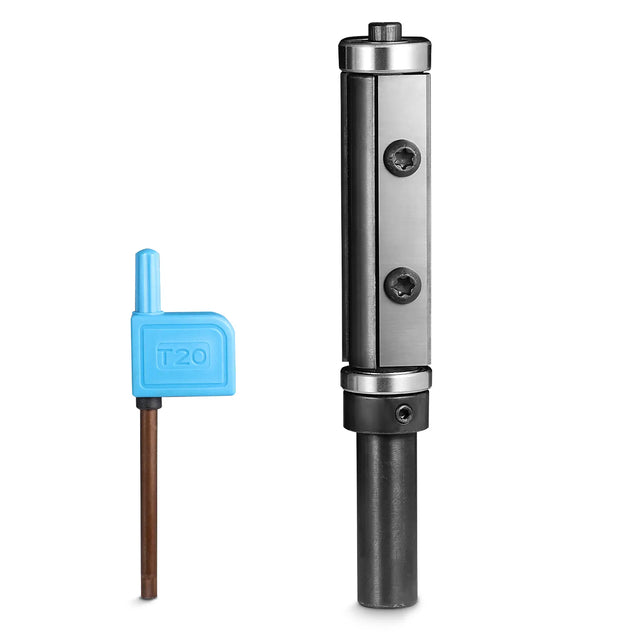 FRBE01A、1/2 インチシャンク、2-23/64 インチ切断長、上下ベアリングフラッシュカッター、交換可能な超硬インサート、木工のフラッシュトリミング用