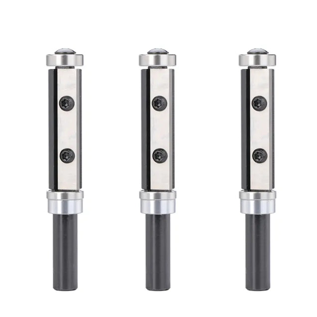 FRBE01A、1/2 インチシャンク、2-23/64 インチ切断長、上下ベアリングフラッシュカッター、交換可能な超硬インサート、木工のフラッシュトリミング用