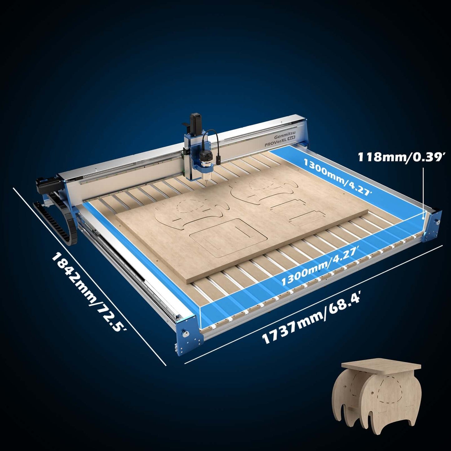 PROVerXL 4x4 CNCマシンは、デュアルZ軸をサポートし、クローズドループステッピングモーター、ボールねじ駆動システムを備えています。木材加工と金属加工のための広い加工面を持っています。