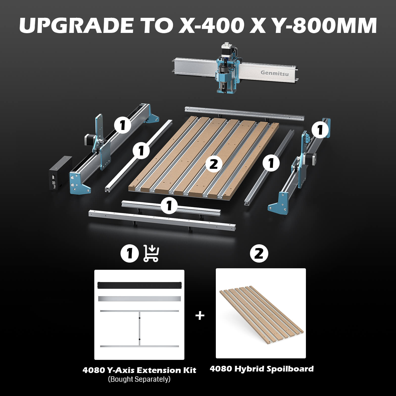 CNC 4040 RENO 用 Y 軸延長キット、Y 軸延長 800mm、4040 から 4080