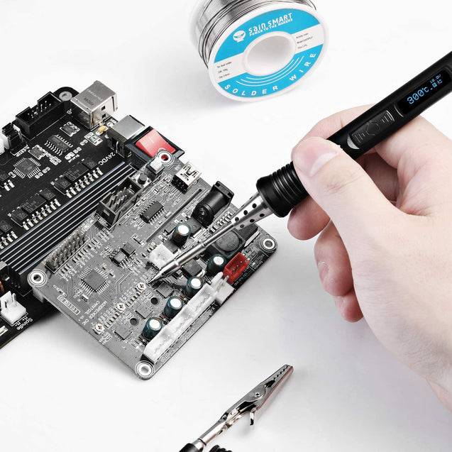 SainSmart TS80P ミニ スマートはんだ付けツール TS-B02チップ、9V/12Vチャージャ、USB Type C ケーブル付き 温度調節可能、自動睡眠モード、OLEDディスプレイ、急速加熱インテリジェント溶接ツール