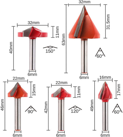 Genmitsu v溝 トリマービット 6mm軸 60°90°120°150°