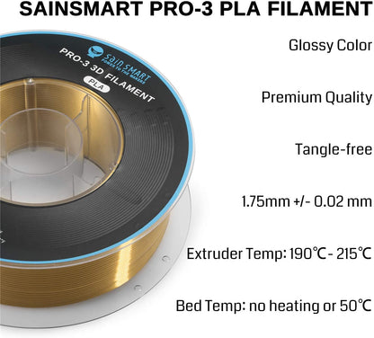 [discontinued] SainSmart シルク PLA フィラメント、PRO-3 糸絡み防止 1.75mm 3D プリンター フィラメント、寸法精度+/- 0.02mm、 1KG/2.2 LBS スプール、シルク ブルー