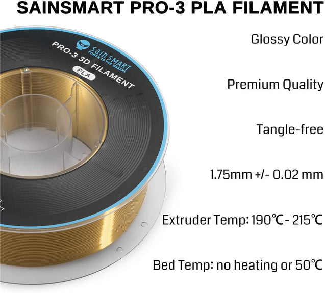 SainSmart シルク PLA フィラメント、PRO-3 糸絡み防止 1.75mm 3D プリンター フィラメント、寸法精度+/- 0.02mm、 1KG/2.2 LBS スプール、シルク ブルー