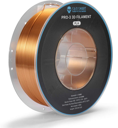 [discontinued] SainSmart シルク PLA フィラメント、PRO-3 糸絡み防止 1.75mm 3D プリンター フィラメント、寸法精度+/- 0.02mm、 1KG/2.2 LBS スプール、シルク ブルー (銅)