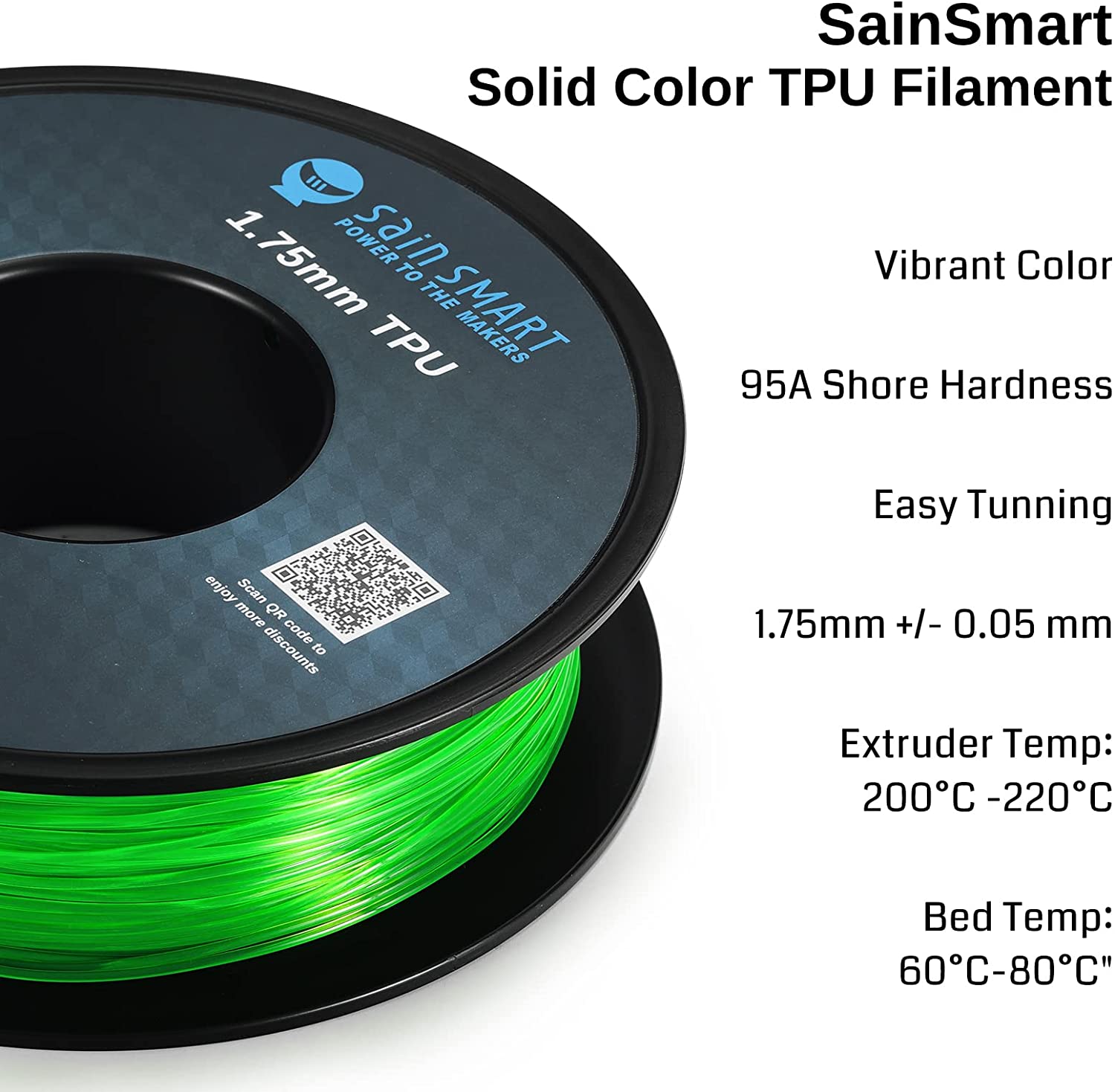 緑、柔軟なTPUフィラメント1.75mm 0.8kg / 1.76lb – SainSmart Japan