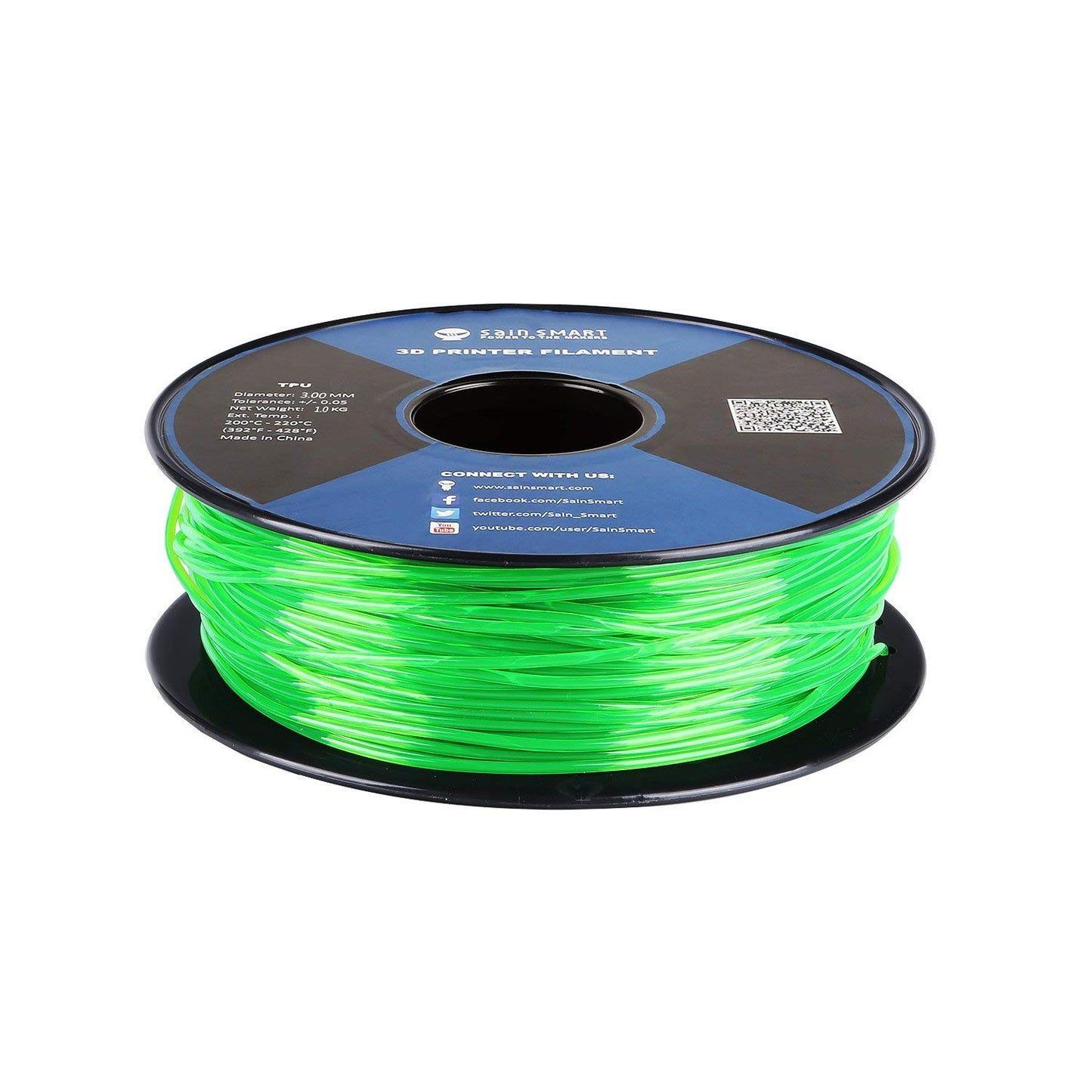 [discontinued] 緑色、柔軟な3mm TPUフィラメント1kg / 2.2lbs