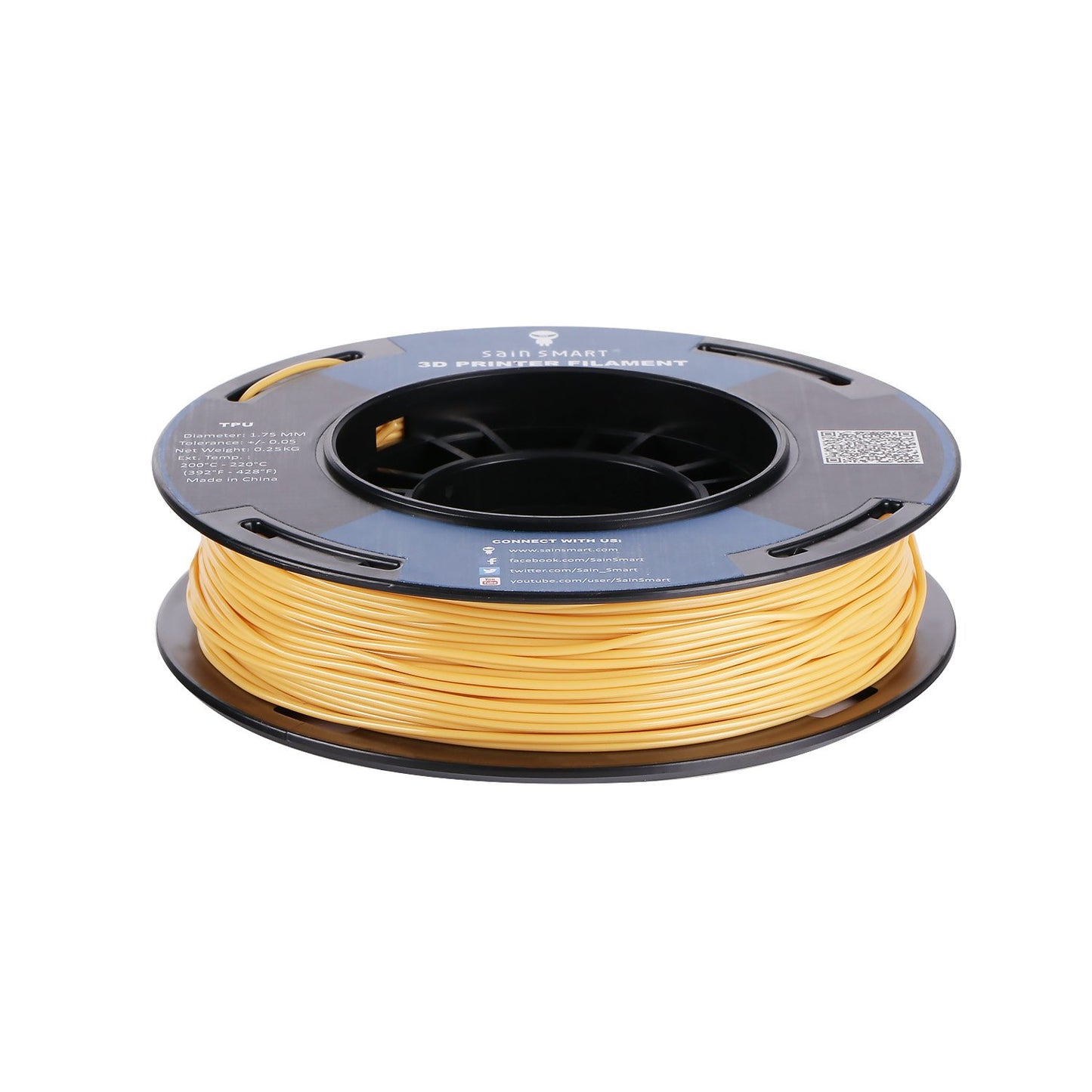 金色、柔軟なTPUフィラメント、小さなスプール1.75mm 250g / 0.55lb-02