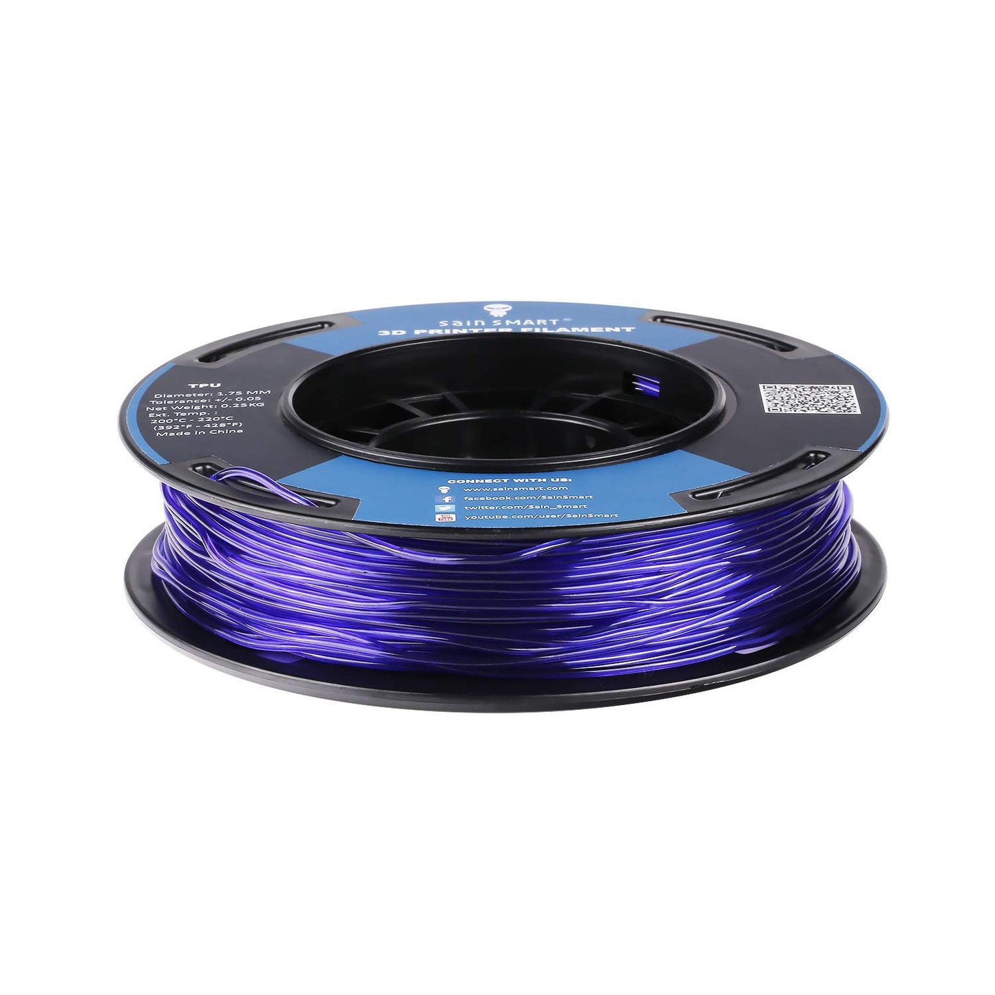 バイオレット、柔軟なTPUフィラメント、小さなスプール1.75mm 250g / 0.55lb-02