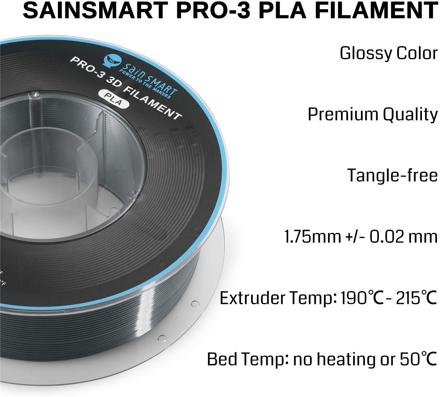 [discontinued] 銀 シルク PLA フィラメント、PRO-3 糸絡み防止 1.75mm 1KG/2.2 LBS スプール