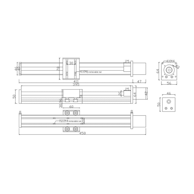 300mm travel length linear rail guide Sfu1605