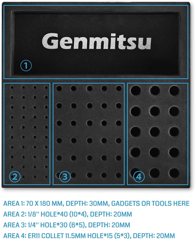 Genmitsu EVA ルータービット 保管用 トレイ 200mm(L) x 200mm(W) x 43mm(H)