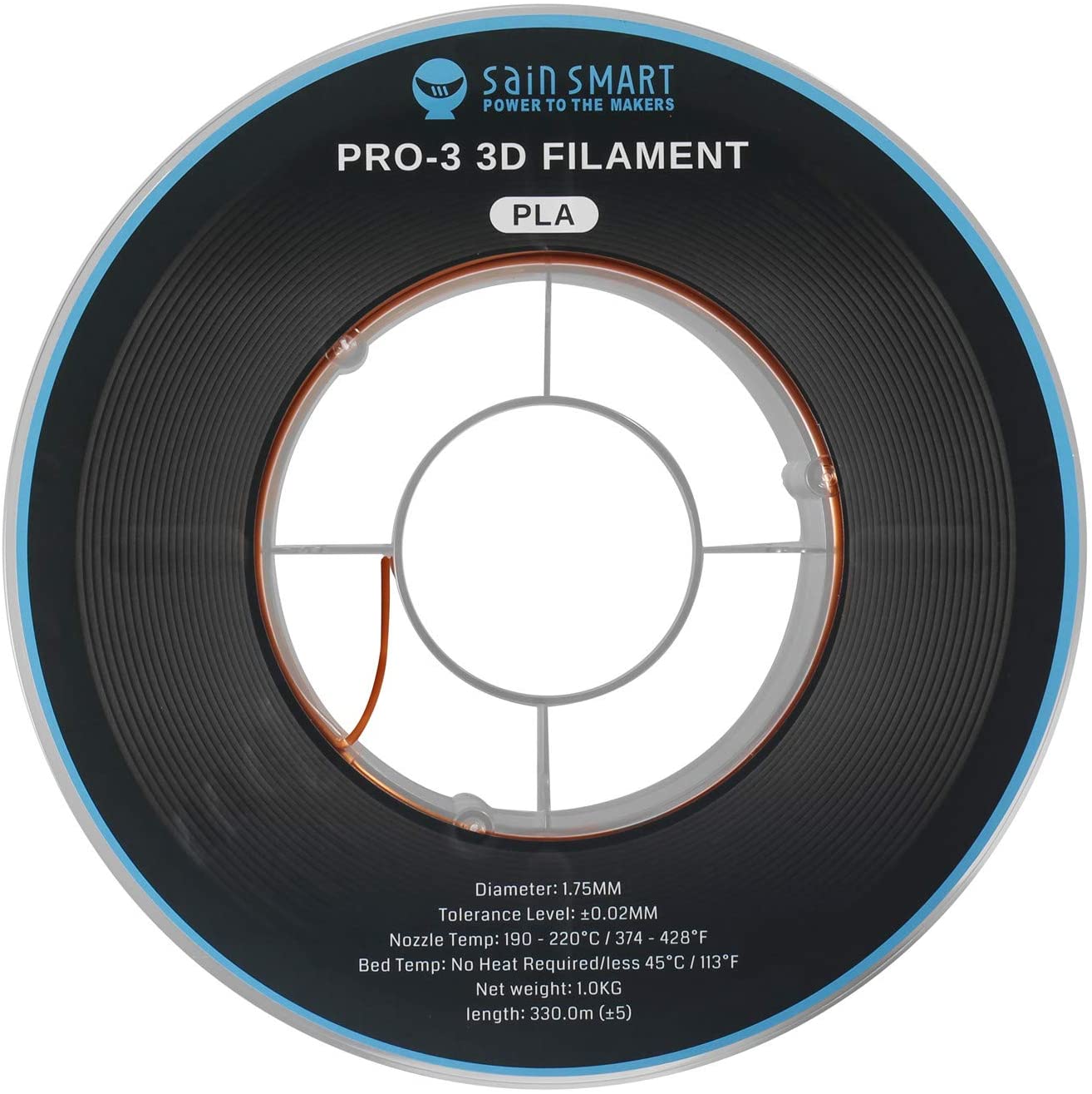 [discontinued] SainSmart シルク PLA フィラメント、PRO-3 糸絡み防止 1.75mm 3D プリンター フィラメント、寸法精度+/- 0.02mm、 1KG/2.2 LBS スプール、シルク ブルー (銅)