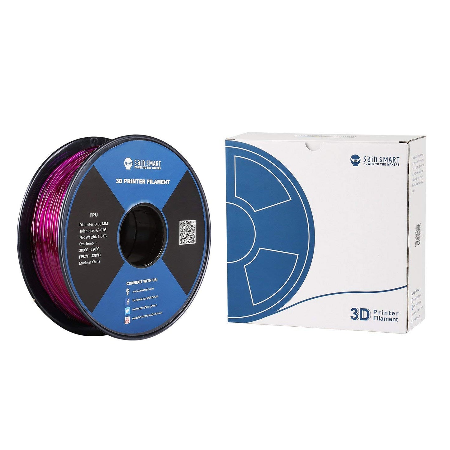 [discontinued] 紫色、柔軟な3mm TPUフィラメント1kg / 2.2lbs