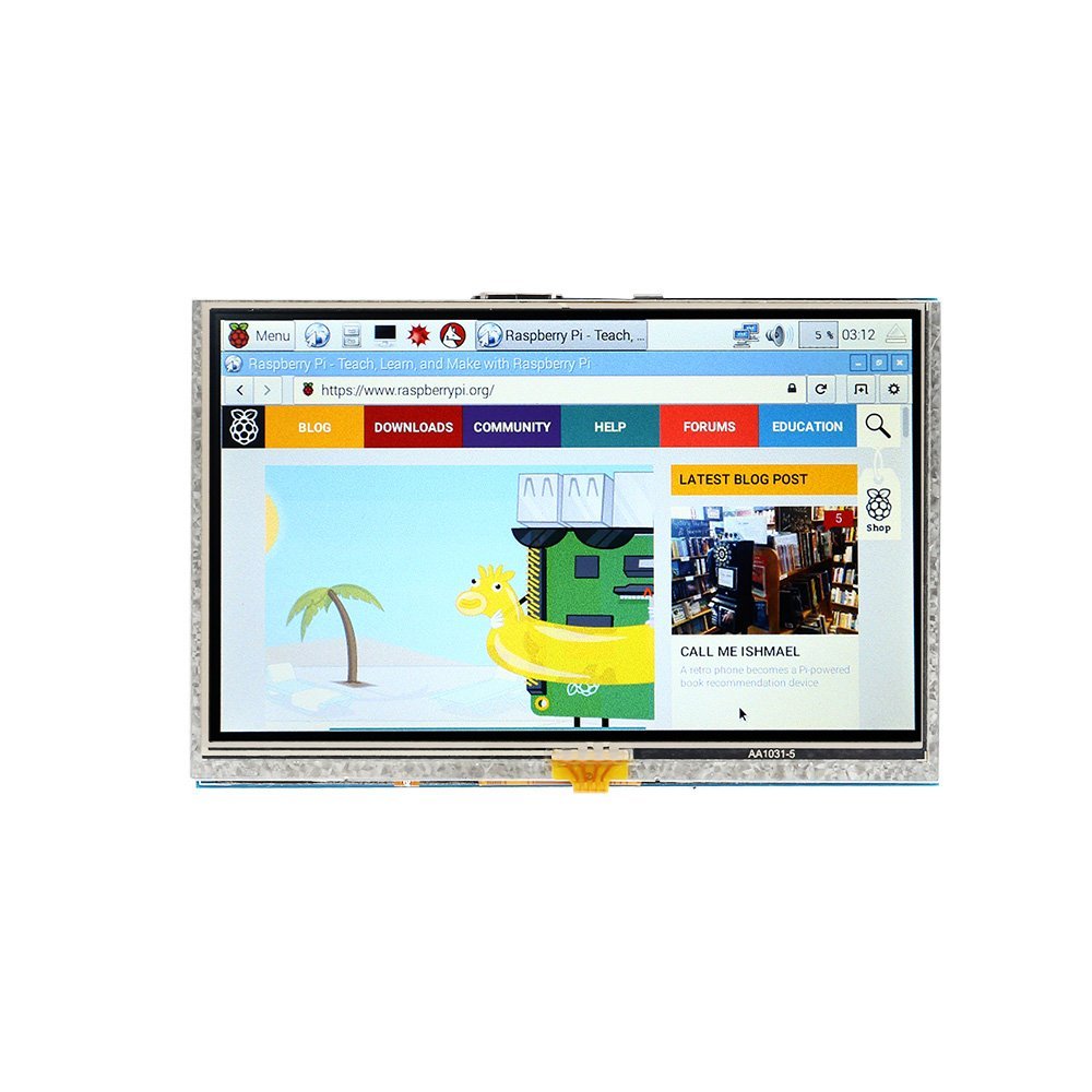 5インチ800x480 HDMI LCDタッチ•ディスプレイ、ラズベリー•パイ用-01
