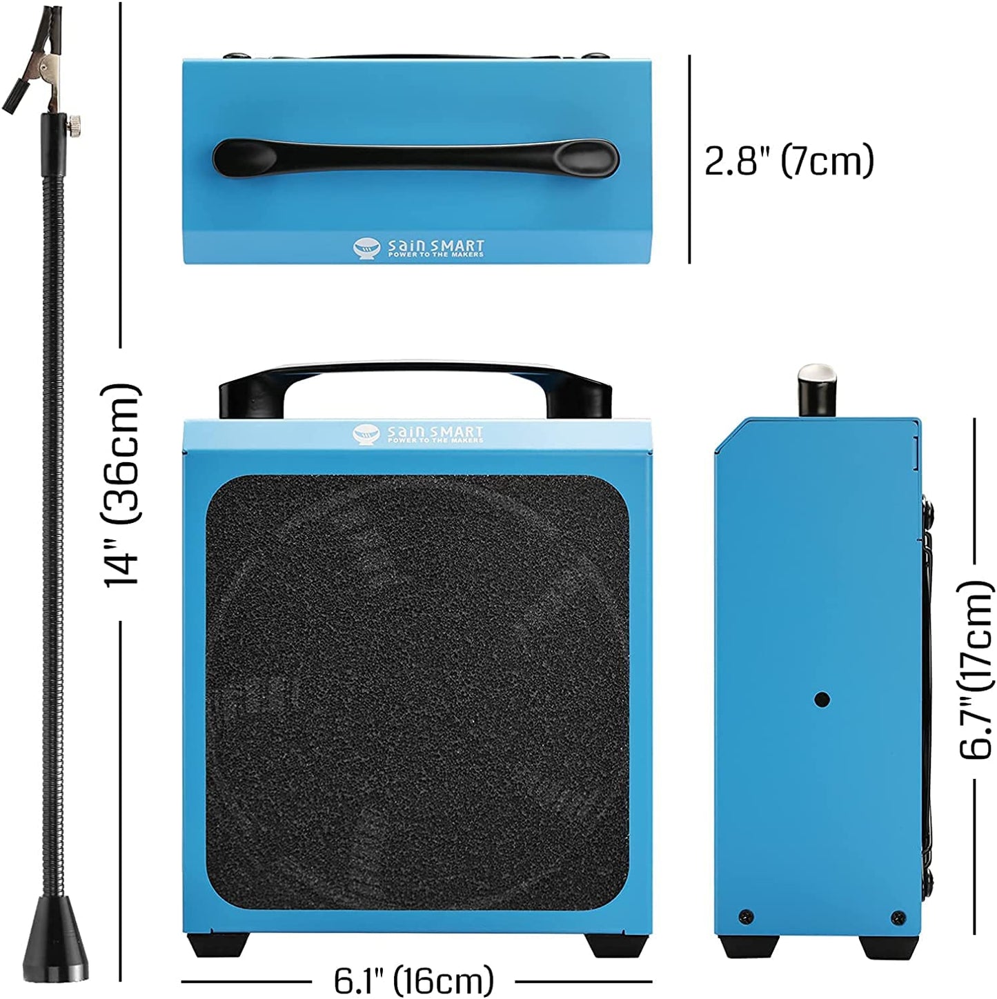 SainSmart はんだ吸煙器 可動式溶接フーム付き ハンダ吸引器、  4PCS活性炭フィルター付き 強吸引　低ノイズ