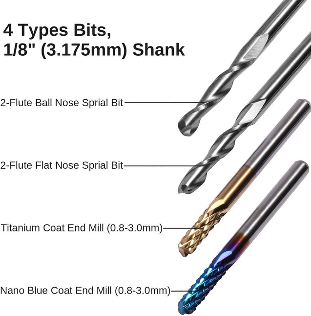 Genmitsu エンドミル 3.175mm軸 両刃 スクエアエンドミル & ボールエンドミル